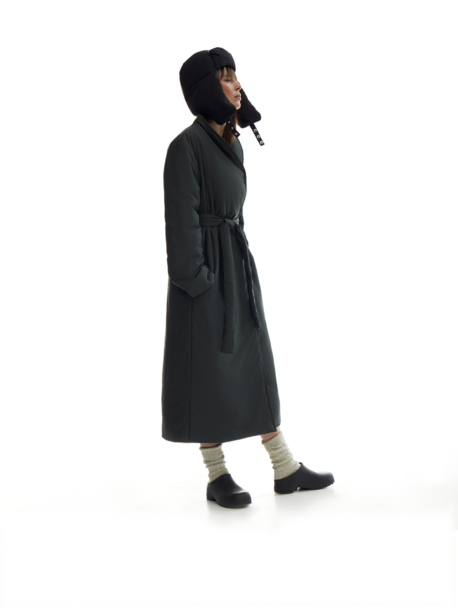 harvey padded coat in black