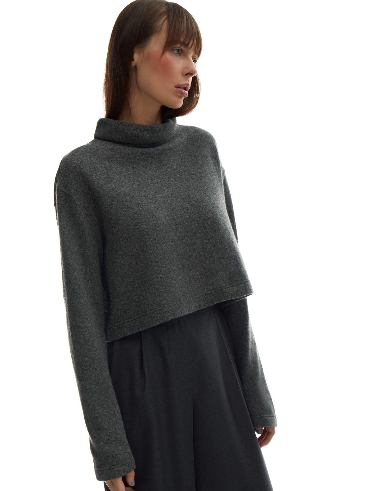 orla knit crop top in charcoal